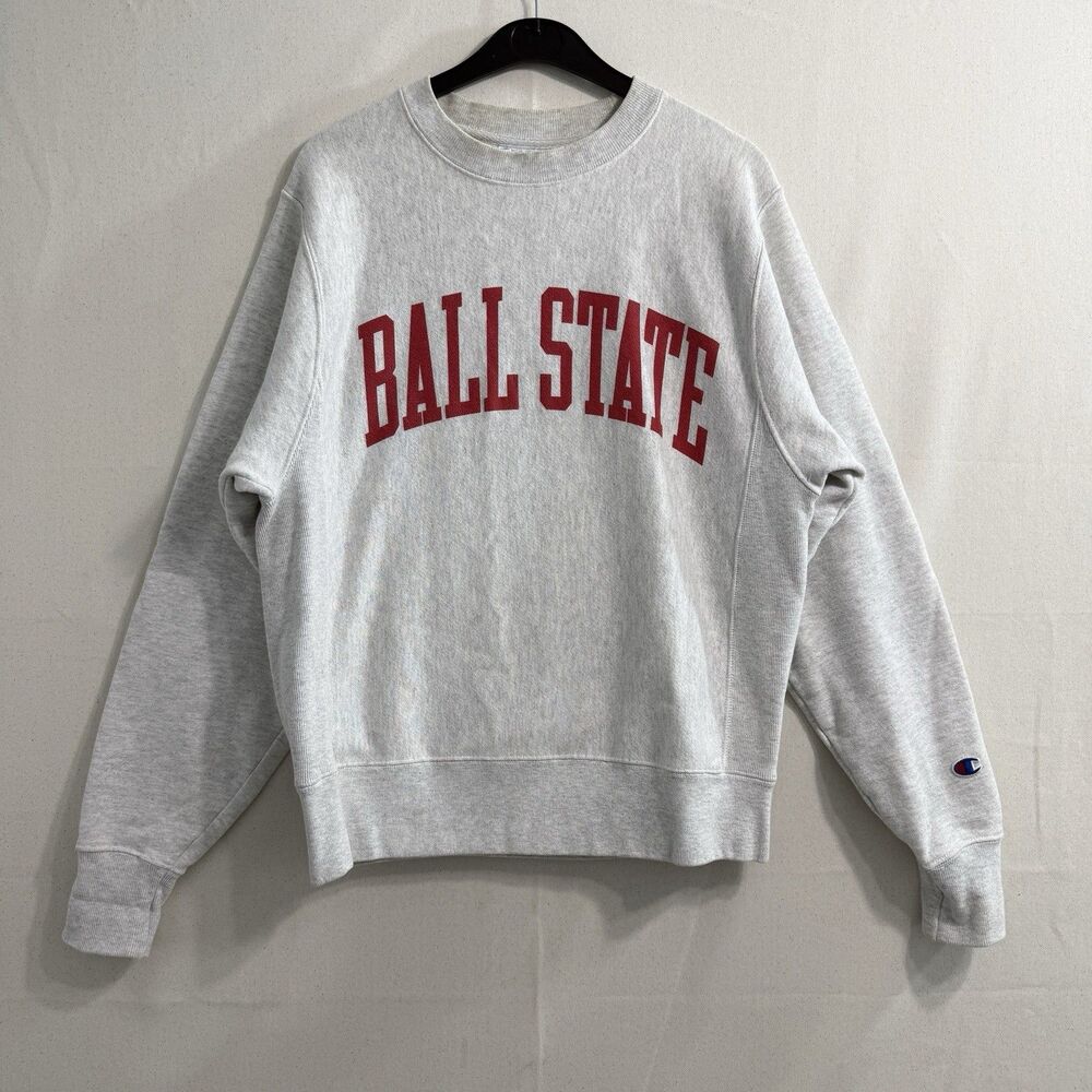 Champion Ball State University Sweatshirt Gray Size Small Reversed Weave